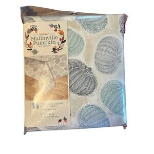 Mullinville Pumpkin Vinyl Tablecloth 60x84in Oblong Oval Multicolor Harvest Fall